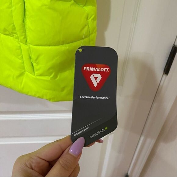 NWT Free People Puffer Vest size XS Oversized Lime Green - Picture 3 of 7